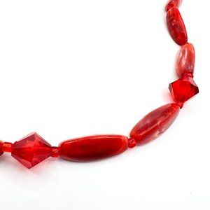 Vintage Red Beaded Necklace